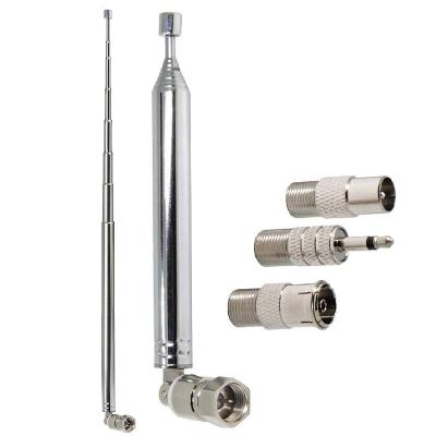 China FM Radio Antenna Ancable Indoor FM Telescopic Antenna F Type Male Plug Connector with Adapter for Radio AV Stereo Receiv for sale