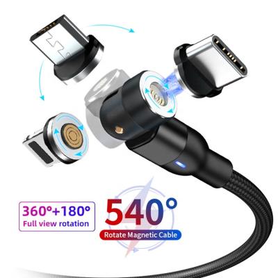 China 540 Degree Rotation Fast Charging 540 Degree To Rotate 3 In 1 IOS USB Type C Micro Magnetic Charging Cable for sale