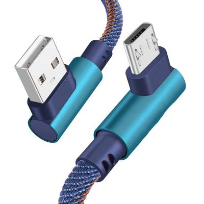 China Mobile Phone C Durable Braided Right Angle 90 Degree Micro B C Phone Charger USB Cable for sale