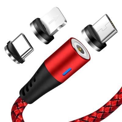 China LED Indicator / Magnetic / 360 Rotation 360 Degree Rotate 3 in 1 Fast Charging Micro Type C IOS USB Charger Cable for Iphone Android for sale