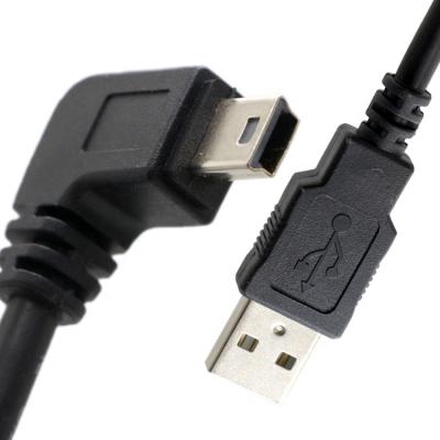 China OEM Right Angle 90 Degree Right Left DOWN 90 Degree Angle USB A With B 5 PIN Data PS3 MINI Mini USB Cable for sale