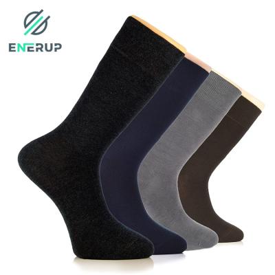 China Custom Copper Mid Calf Cotton Socks QUICK DRY Solid Enerup Antibacterial Absorb Sweaty Men Business Soft Breathable Quick Dry Socks for sale