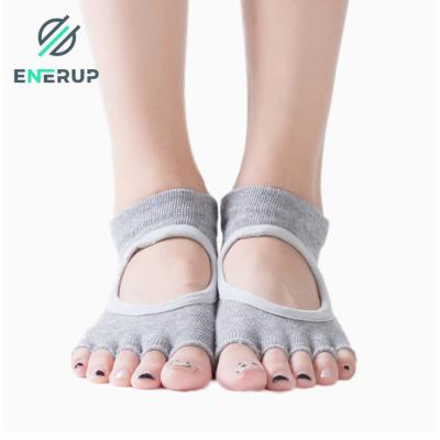 China Cotton/Rubber Cotton Men's Socks Half Finger Socks Yoga Spandex/PVC Enerup Quick Dry Wicking Wicking Anti-Slip Mitigation Socks for sale