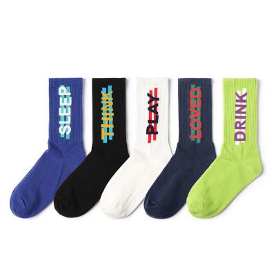 China 2021 spring hip-hop cartoon socks Japanese-English socks viable for men and women couples cotton socks sports joker for sale