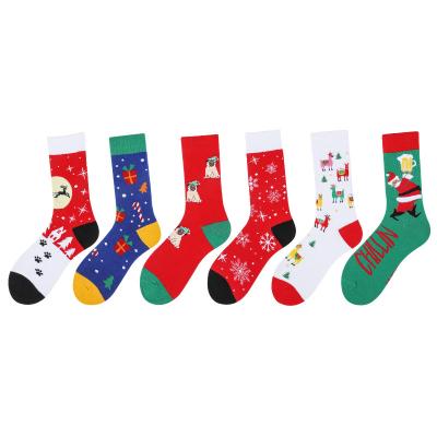 China Women's Sustainable Stockings Tube Socks Santa Claus Elks Christmas Socks Lovers Autumn And Winter Mid Socks Men's Stockings for sale