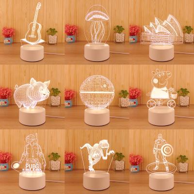 China Modern New Design Acrylic 3D Decorative Lighting Creative White Led Night Light Lamp for sale