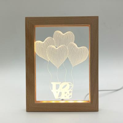 China Modern Hot Sales Adjust Wooden Picture Frame USB Wooden Photo Frame With Led Light for sale