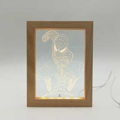 China Modern Success 3D LED Visual Lamp Amazon Photo View Base 3D Natural Wooden Illusion Night Light For Acrylic Board for sale