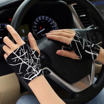 China Unisex Pure Cotton Thin UV Half Finger Summer Sun Protection Outdoor Sports Driving Cycling Sun Protection Non Slip Touch Screen Fingerless Gloves for sale