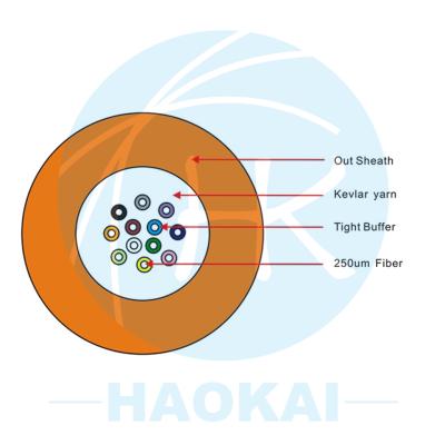 China Innenräumlich 12 Kern-Faseroptikkabel Ein-Modus-Verteilungskabel Flammschutz zu verkaufen