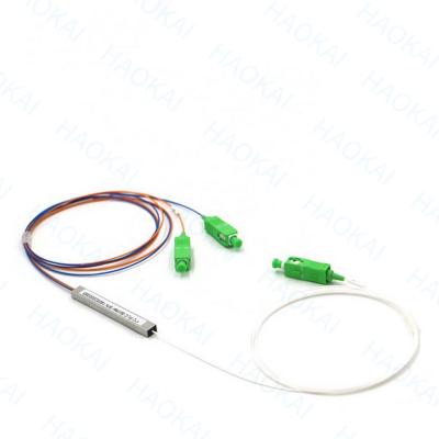 China 1X2 Mini Fibra PLC Splitter PBT acoplador con conector SC / APC en venta