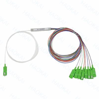 China FTTH 1x4 1x8 Fibra PLC Splitter Mini tubo de acero con conector SC APC en venta