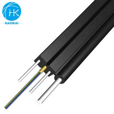 China 2core 6core FTTH Drop Cable Flat Fiber Optic Cable With Aramid Central Tube Steel Wire for sale