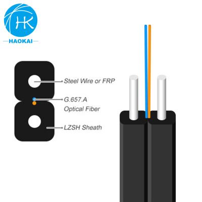 Chine Cable de décharge FTTH à l'intérieur 2 cœurs 4 cœurs FRP fil d'acier FTTH fibre vers la maison à vendre