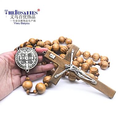 China Tropical Stripe Wooden Wall Rosary Necklace/Tombstone Circifix Catholicism Religious Prayer Beads To God for sale