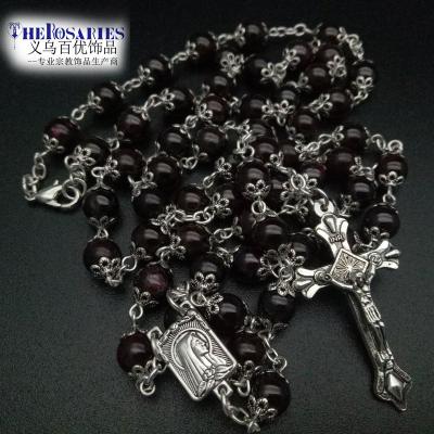 China Plastic Beads Beads Rosaries Necklace Glass Beads Crucifix Catholicism Religious Necklaces for sale