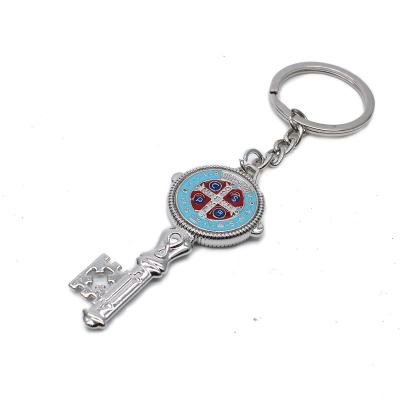 China Metal Colored Holy Land Exorcism Ring Shape Exorcism Ring Shape St Benedict Jewelry Key Chain Ring Simple Package Main Pendant Holy Land Religious Gifts for sale