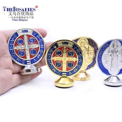 China Round Saint Blue Europe Metal Benedict Private Collection Home Ornaments Religious Souvenir for sale