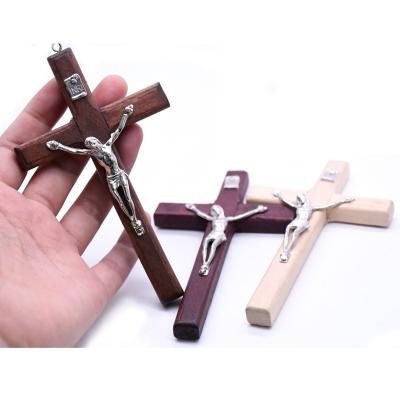 China Wooden Cross Wood RELIGIOUS 4.7Inches Jesus Blessing Religious Crucifix Charms for DIY Craft Favor for sale