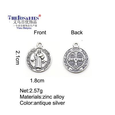 China 50pcs/Lot Saint Benedict Charm Pendant Cross Ancient Jewelry Religious Faith Silver Bracelet Jewelry Accessories for sale