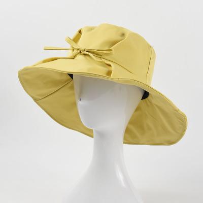 China Character Sun Bucket Hat For Women Safari Hats Yellow Foldable Bucket Sunburst Protection for sale