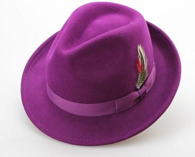 China COMMON 100% White Wool Felt Hat Ladies Fashion Purple Felt Hat Hats Wholesale for sale