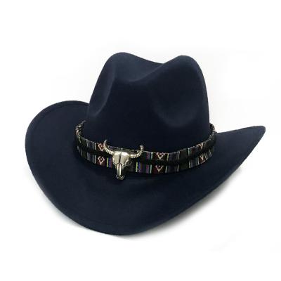 China Spring and Autumn Funny Wide Brim Felt Image Men's and Women's Western Cowboy Jazz Top Hat Cow Head Hat for sale