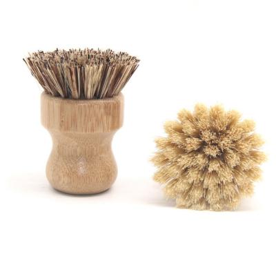 China Sustainable Bamboo Dish Washing Brush With Sisal Hemp Coconut Brown Brush Hair for sale