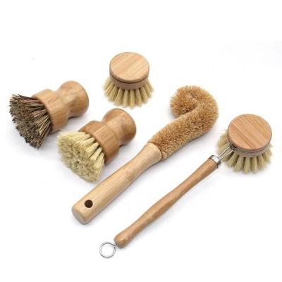 China Sustainable Long handle brush with replaceable brush head, environment-friendly wooden handle and bristles for sale