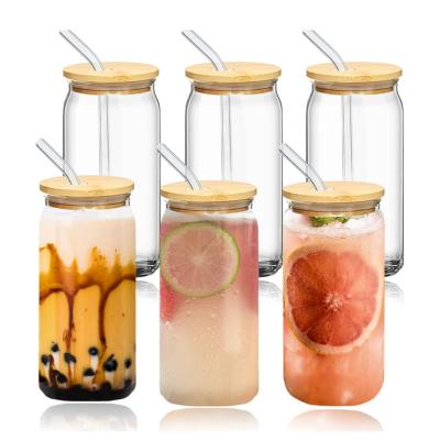 China Sustainable Portable Fashionable Glass Cup With Bamboo Cover 500ml for sale