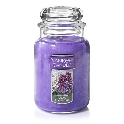 China Wholesale Custom Scented Candle Eco-friendly Soy Wax In Glass Jar For Candle Decor Large Jar Home Scented Candle Lilac Flowers for sale