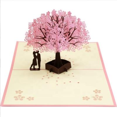 China Europe Dialed in China Cherry Wedding Invitations Cards Valentine's Day 3d Pop Greeting Handmade Card for sale