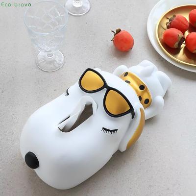 China Creative Lightweight Luxury Nordic China Style Resin Crafts Lies Prone Dog Organize Tissue Box Home Decoration for sale