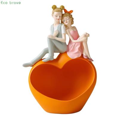 China China's Nordic creative resin open heart-shaped home decoration couples artificial storage box for sale