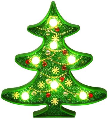 China Wholesale 5D Cartoon Christmas Tree DIY High Resolution 5 Printing Cute Snowman Led Diamond Dot Painting Lamps Beads Protection Drawing Light Kit For Kids for sale