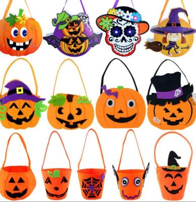 China Portable Kindergarten Children's Popular Halloween Decorations Wholesale Pumpkin Candy Bag Nonwoven Pumpkin Bucket for sale