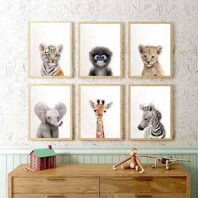 China Modern Hot Sale Frameless Paintings Hollow Out Kids Room Animal Posters Hanging Pictures Modern Home Decors for sale