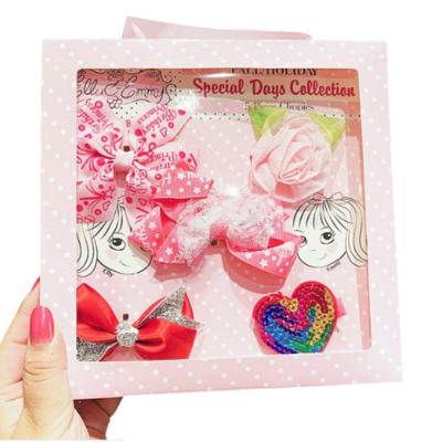 China Europe 5 Pieces Hair Clip Set Cute Hair Accessories Girl Headwear Bow Flower Hairpins Cartoon Headdress Women Birthday Gift Sets for sale