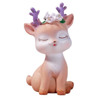 China Europe Lovers Sika Deer Car Decoration Cartoon Deer Ornaments Creative Resin Crafts Ornaments for sale