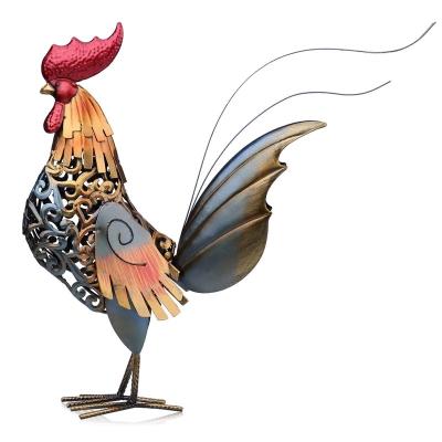 China Europe Style Metal Farm Animal Small Outdoor Use Customized Funny Rooster Garden Ornaments for sale