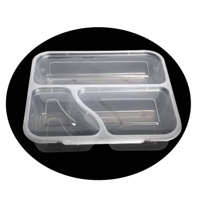 China Factory Direct Sale OEM Disposable Take Out Disposable Plastic 3 Compartment Rectangle Food Packaging Lunch Box For Sale For Restaurants for sale