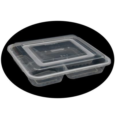 China Catering 4 Compartments Microwavable Restaurant Storage Box Rectangular Disposable Plastic Plastic Food Container for sale