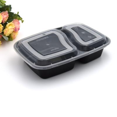 China Microwavable Viable Take Out 2 Compartment Bento Meal Prep Container With Plastic Lid Disposable Food Bowl Taker for sale