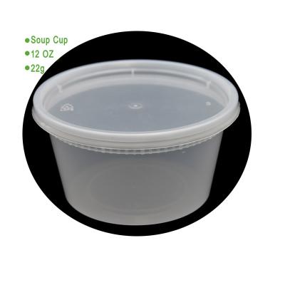 China Factory Supply 12OZ Wholesale Direct Microwavable Disposable Soup Hot Cup Takeaway Plastic Cups for sale