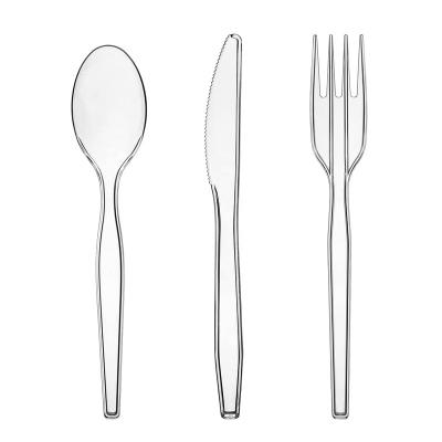 China Disposable Disposable Clear Plastic Cutlery Set For Party Home Wedding Include Fork Knife And Spoon Bpa Free Food Safe Cutlery Set for sale