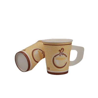 China Hot Sale Disposable Custom Printed 7oz Paper Cup Tea Cup Disposable Eco Friendly Paper Cup With Handle for sale