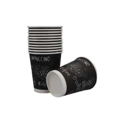 China Disposable Double Wall Cup Black Paper For Hot Coffee With Plastic Cover Customization Printing 8oz 12oz 16oz Gold Customized Craft LOGO for sale