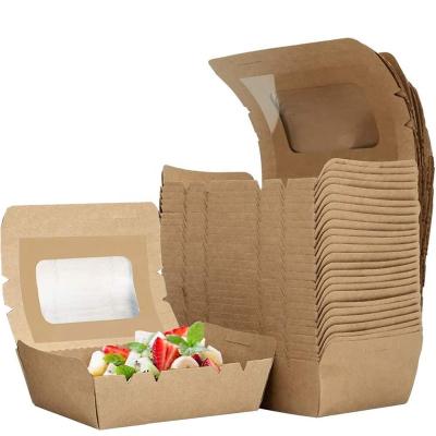 China Disposable Kraft Paper Box, Biodegradable Containers, Oil And Water Proof, For Sandwich, Cheesecake, Burger for sale