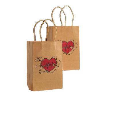 China Recycled Biodegradable Paper Bag Materials Kraft Paper With Custom Logo Print, Brown Food Shopping Bag Grocery Paper Bag For Supermarket for sale