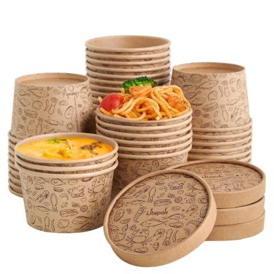 China Disposable Wrapping Paper Soup Container Take Away Soup Noodle Containers Wrapping Paper Soup Cup Supplies Paper Food Containers Food Paper Bowl for sale